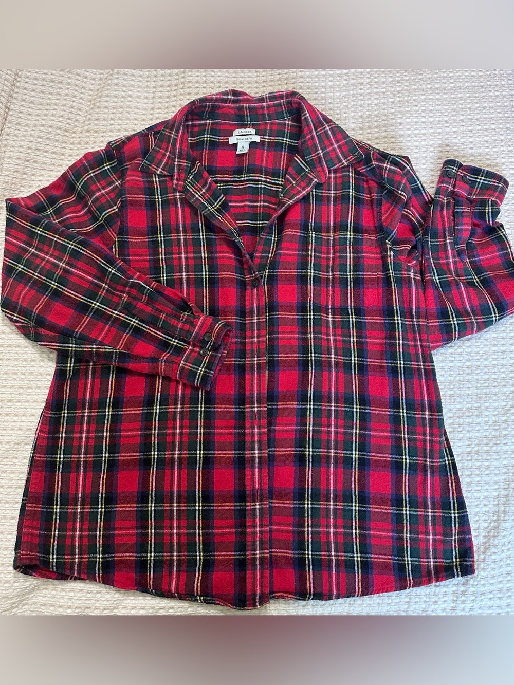 L.L. Bean Red and Black Plaid Button-Down Shirt